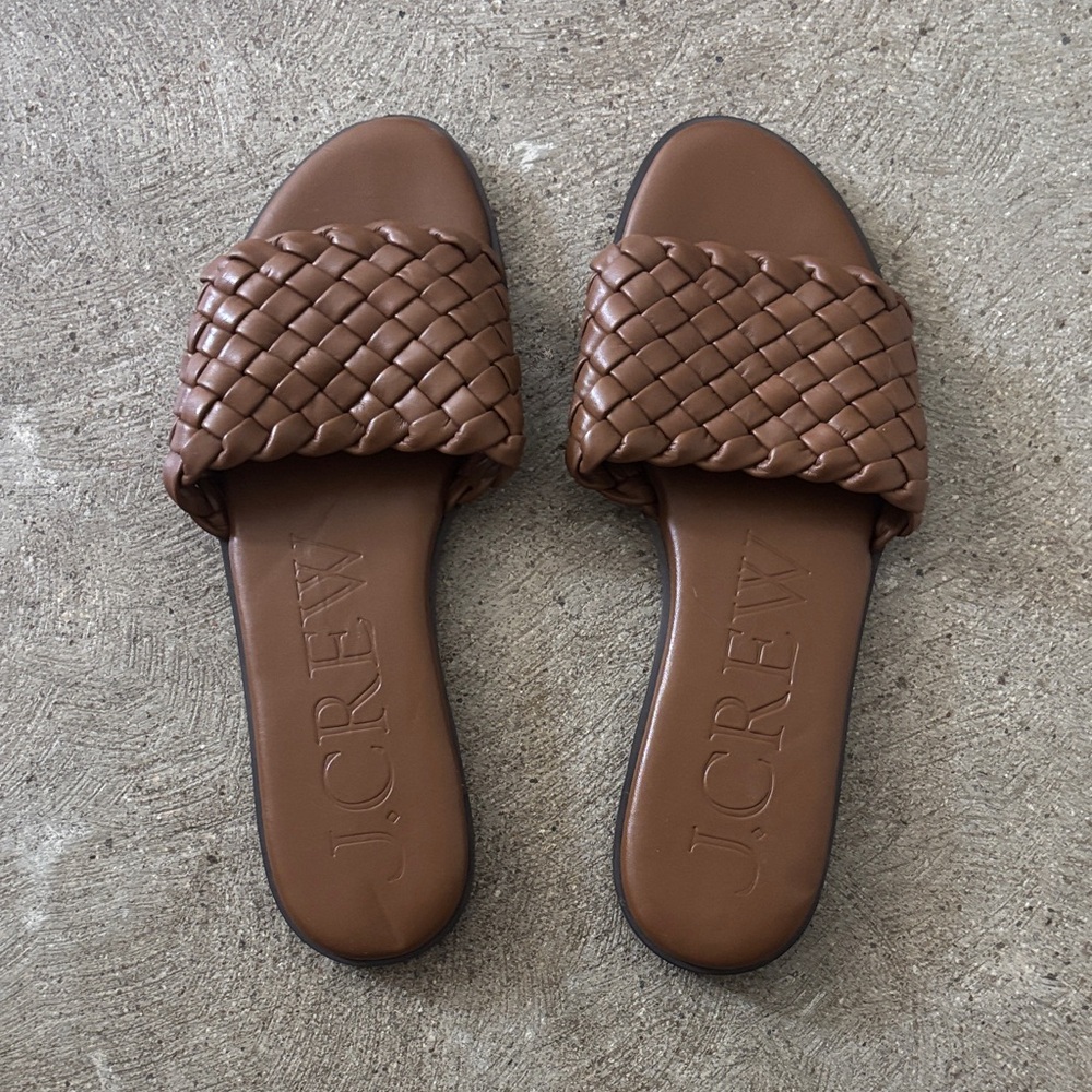 J. Crew Brown Woven Leather Sandals